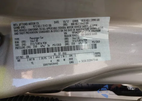 2018 Ford Focus Se z USA, uszkodzony, nr VIN 1FADP3F27JL202508